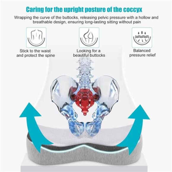 Coccyx Seat Cushion Tailbone Pillow Sciatica Pain Relief Office Car Home Chair - Picture 5 of 8